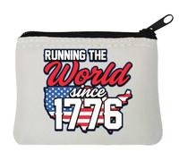 Porte-monnaie en néoprène avec inscription « Running The World Since 1776 » des États-Unis d'Amérique - Blanc - 10 x 11 cm