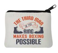 Porte-monnaie en néoprène avec inscription « The Third Man in the Ring Makes Boxing Possible » - 10 x 11 cm - Blanc
