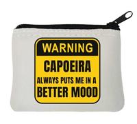 Porte-monnaie en néoprène avec inscription « Warning Capoeira Always Puts Me in A Better Mood » - Blanc - 10 x 11 cm