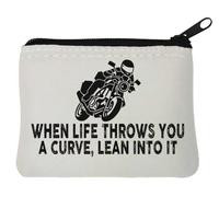 Porte-monnaie en néoprène avec inscription « When Life Throws You A Curve Lean Into It » - Blanc - 10 x 11 cm