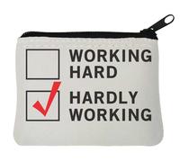 Porte-monnaie en néoprène avec inscription « Working Hard Hardly Working Hard » - 10 x 11 cm - Blanc