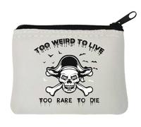 Porte-monnaie en néoprène avec motif crâne de pirate Too Weird to Live Too Rare to Die Blanc 10 x 11 cm