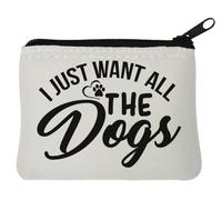 Porte-monnaie en néoprène avec motif patte de chien I Just Want All The Dogs Blanc 10 x 11 cm, blanc, Taille unique
