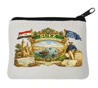 Porte-monnaie en néoprène avec ouverture historique du canal de Suez Blanc 10 x 11 cm