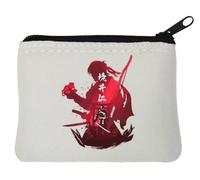 Porte-monnaie en néoprène avec silhouette de samouraï japonais Torii Gate 10 x 11 cm Blanc