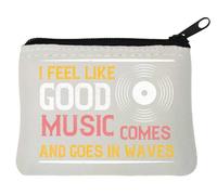 Porte-monnaie en néoprène avec slogan « I feel like good music comes and goes in waves » Blanc 10 x 11 cm, blanc, Taille unique