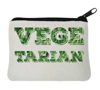 Porte-monnaie en néoprène avec slogan végétarien en forme de feuille Blanc 10 x 11 cm, blanc, Taille unique