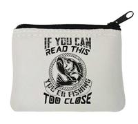 Porte-monnaie en néoprène blanc If You Can Read This You're Fishing Too Close 10 x 11 cm