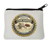 Porte-monnaie en néoprène certifié Chaos Management Division 10 x 11 cm Blanc