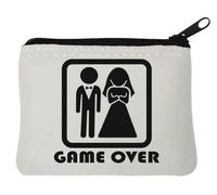 Porte-monnaie en néoprène Game Over avec motif de mariage amusant - 10 x 11 cm - Blanc