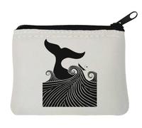 Porte-monnaie en néoprène Motif baleine dans une mer orageuse Blanc 10 x 11 cm, blanc, Taille unique