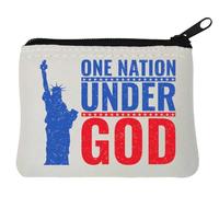 Porte-monnaie en néoprène One Nation Under God Statue de la Liberté USA Blanc 10 x 11 cm