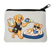 Porte-monnaie en néoprène pour chien assistant personnel au service décontracté Blanc 10 x 11 cm