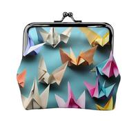 Porte-monnaie en papier origami avec imprimé grue - Petit porte-monnaie pour homme et femme, noir, One Size, Vintage