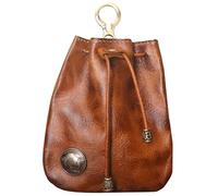 Porte-monnaie en peau de vache - Pochette à clés portable, sac de rangement rétro en cuir véritable | Fermeture à cordon faite à la main, conception compacte, matériau Durable, organisateur léger et p
