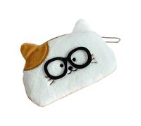 Porte-monnaie en peluche avec porte-clés - Joli sac portefeuille pour femmes et enfants - Petite trousse de maquillage - Petit sac à monnaie, Oreilles marron et blanches, Beauté de masse