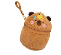 Porte-monnaie en peluche Dessin animé Route animale Sac Belle Capybara Pièce de monnaie Pendentif Casque Sac Petit Argent Capybara Petits Portefeuilles Pendentif Carton Amovible Animal Stockage