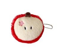 Porte-monnaie en peluche en forme de fruits avec fermeture éclair sécurisée et compact pour enfants et adultes, Rouge