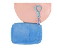 Porte-monnaie en peluche solide pour femme - Joli portefeuille pour carte d'identité - Porte-clés minimaliste pour femme, bleu, 2 pièces