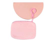 Porte-monnaie en peluche solide pour femme - Joli portefeuille pour carte d'identité - Porte-clés minimaliste pour femme, rose, 2 pièces