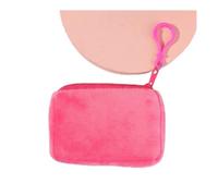 Porte-monnaie en peluche solide pour femme - Joli portefeuille pour carte d'identité - Porte-clés minimaliste pour femme, rose rouge, 2 pièces