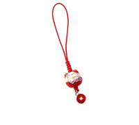 Porte-monnaie en porcelaine Maneki Neko pour téléphone portable, sac à main, breloque en forme de chat rouge et rose, Porcelaine