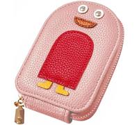 Porte-monnaie en PU pour Carte de Crédit et Pingouins Mignons, porte Carte Bancaire Femme, Porte Carte de Crédit de Pingouin de Dessin Animé Créatif, Porte Cartes de Crédit Fermeture Eclair (Rose)