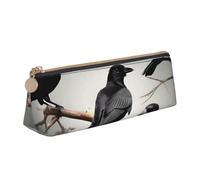Porte-monnaie en PVC avec motif corbeau noir sur une branche - Trousse de maquillage - Trousse à crayons - Étui de papeterie à fermeture éclair - Pour homme et femme, Blanc, One Size, Simple et facile