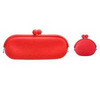 Porte-monnaie en silicone pour lunettes de maquillage, Porte-monnaie rouge + étui à lunettes