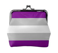 Porte-Monnaie en Similicuir Arc-en-Ciel à Motif Drapeau LGBT Graysexual, avec Fermoir Baiser, Portefeuille Fonctionnel à Double Boucle, Cadeau d'anniversaire Original.