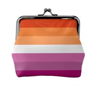 Porte-Monnaie en Similicuir Arc-en-Ciel lesbien avec Fermoir Baiser, Portefeuille Fonctionnel à Double Fermoir, Cadeau d'anniversaire Original. Motif Drapeau de la fierté LGBT lesbien. Idée Cadeau