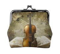 Porte-monnaie en similicuir avec fermeture à baiser, trousse de maquillage pour femmes et filles, porte-monnaie pour argent, pièces de monnaie, clés, rouge à lèvres, Papillon et violoncelle, One Size