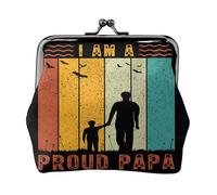 Porte-Monnaie en Similicuir « Je suis Un Papa Fier » pour la fête des pères, avec Fermoir Baiser, Portefeuille Fonctionnel à Double Fermoir, Cadeau d'anniversaire Original.