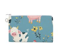 Porte-Monnaie en Toile à Motif d'animaux de la Ferme, Joli Porte-Monnaie, Petit Sac de Rangement avec Fermeture éclair
