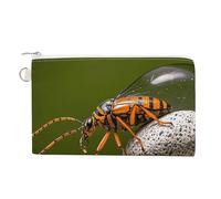 Porte-monnaie en toile avec fermeture éclair Motif camouflage Rouge et noir, Roches et insectes, Taille unique, Fleurs et animaux