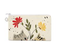 Porte-monnaie en toile avec fermeture éclair Motif dauphin dans le récif de corail, Dessinez deux chats, Taille unique, Fleurs et animaux