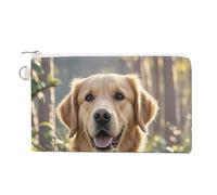Porte-monnaie en toile avec fermeture éclair Motif papillon, Golden Retriever, Taille unique, Fleurs et animaux