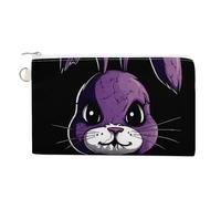 Porte-monnaie en toile avec fermeture éclair Motif tête de mort Rouge, Lapin en colère violet, Taille unique, Fleurs et animaux