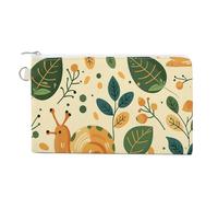 Porte-monnaie en toile avec motif créatif pour femme - Petit portefeuille fin avec fermeture éclair - Porte-clés mignon - Petite pochette à fermeture éclair, Petit escargot vert, Taille unique, Motif