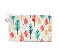 Porte-monnaie en toile avec motif fleur et feuille pour femme - Petit portefeuille fin avec fermeture éclair et porte-clés - Joli porte-monnaie - Petite pochette zippée, Flèches corail et bleu