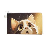 Porte-monnaie en toile avec motif lapin sautant - Petit portefeuille fin pour femme - Avec fermeture éclair - Porte-clés - Joli porte-monnaie - Petite pochette à fermeture éclair, Gros yeux levés,