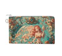 Porte-monnaie en toile de style campagnard français pour femme - Portefeuille fin avec fermeture éclair - Porte-clés mignon - Petite pochette à fermeture éclair, Vintage Outer Banks Carte avec sirènes