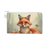 Porte-monnaie en toile Golden Retriever et fleurs pour femme - Petit portefeuille fin avec fermeture éclair et porte-clés - Joli porte-monnaie - Petite pochette à fermeture éclair, Renard dans les