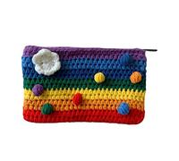 Porte-monnaie en tricot fait à la main avec motif arc-en-ciel, coloré, M, comme description