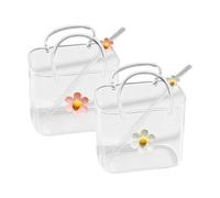 Porte-monnaie en verre créatif pour boissons - Tasse à vin transparente en forme de sac à main de 770 ml avec paille | Vase à main en verre pour boissons, jus de fruits, thé, vacances d'anniversaire,