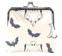 Porte-monnaie et pochettes en cuir beige avec boucle mignonne et verrou pour filles, Fantômes d'Halloween Beige, OneSize