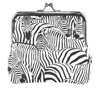Porte-monnaie et pochettes en cuir noir avec boucle mignonne, fermeture à baiser, porte-monnaie, porte-monnaie, Cool Zebra Noir, Classique