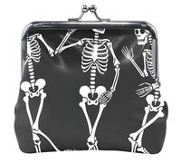 Porte-monnaie et pochettes personnalisés avec squelettes dansants drôles noirs pour femme avec boucle et verrou