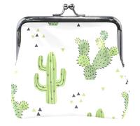 Porte-monnaie et pochettes personnalisés pour femme - Joli cactus blanc - Boucle de verrouillage - Pochette pour cartes, Lovely Simple Cactus Blanc, Classique