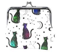 Porte-monnaie et pochettes pour femme Motif chats noirs galaxies étoiles Blanc classique, Black Cats Galaxies Stars Blanc, Classique